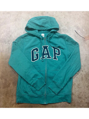Y2K GAP faded greenish turquoise zip up hoodie size M with embroidery